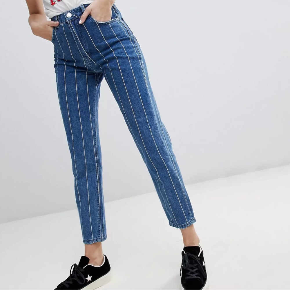 Stradivarius Striped Mom Jeans